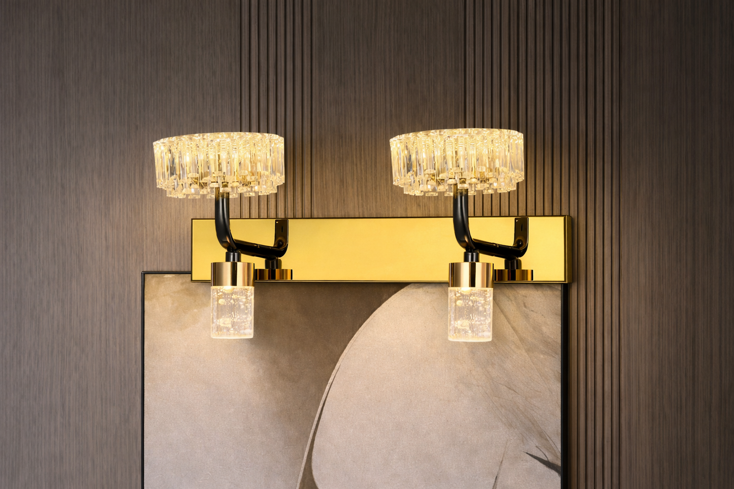 HDC Premium Black & Rose Gold Dual Crystal Vanity Mirror Light