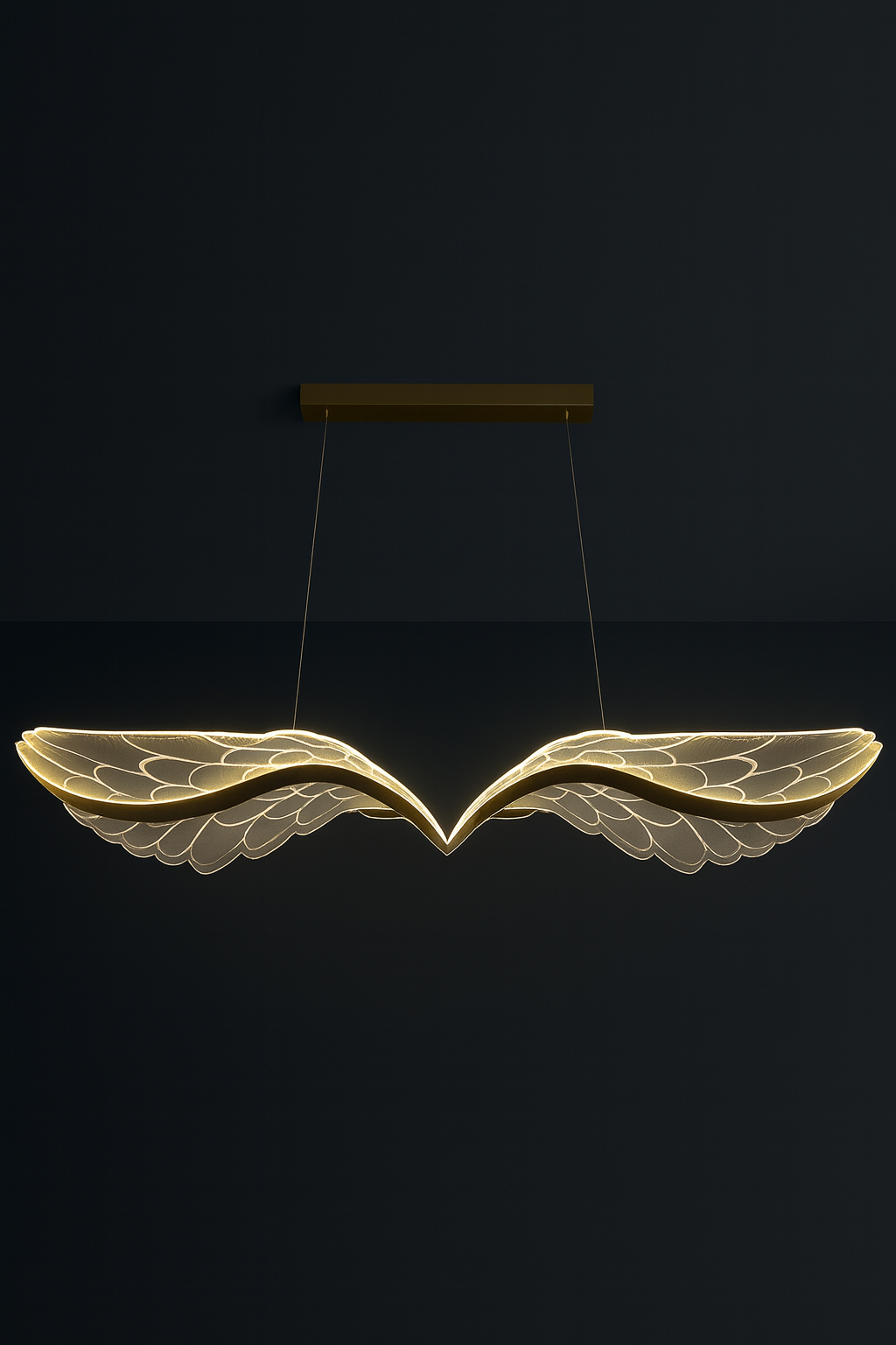 Hdc LED Wings Chandeliers Creative Restaurant Pendant Lamp Adjustable Height Black Gold Hanging Lamp