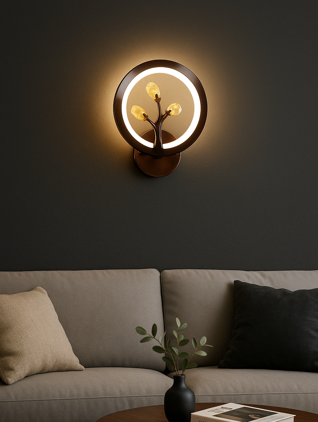 Hdc Modern LED Tree Ring Rosegold Wall Lamp For living room, bedroom, hallway