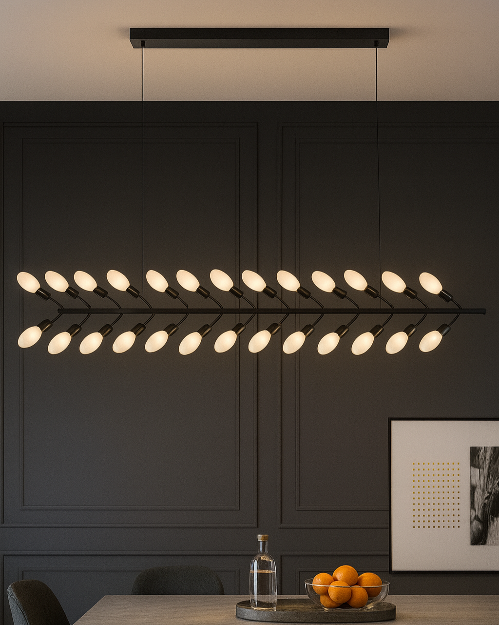 Hdc Modern 33 Light Branch Linear Chandelier Sculptural LED Pendant Light