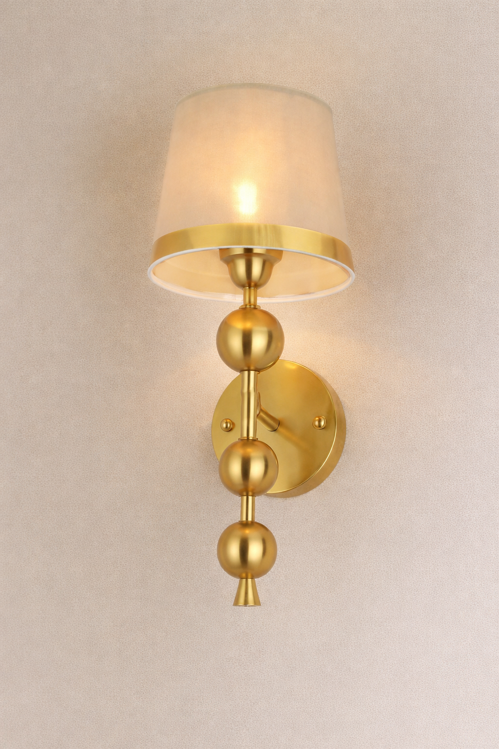 HDC Luxury Gold Wall Light with Fabric Shade for Bedroom & Living Room