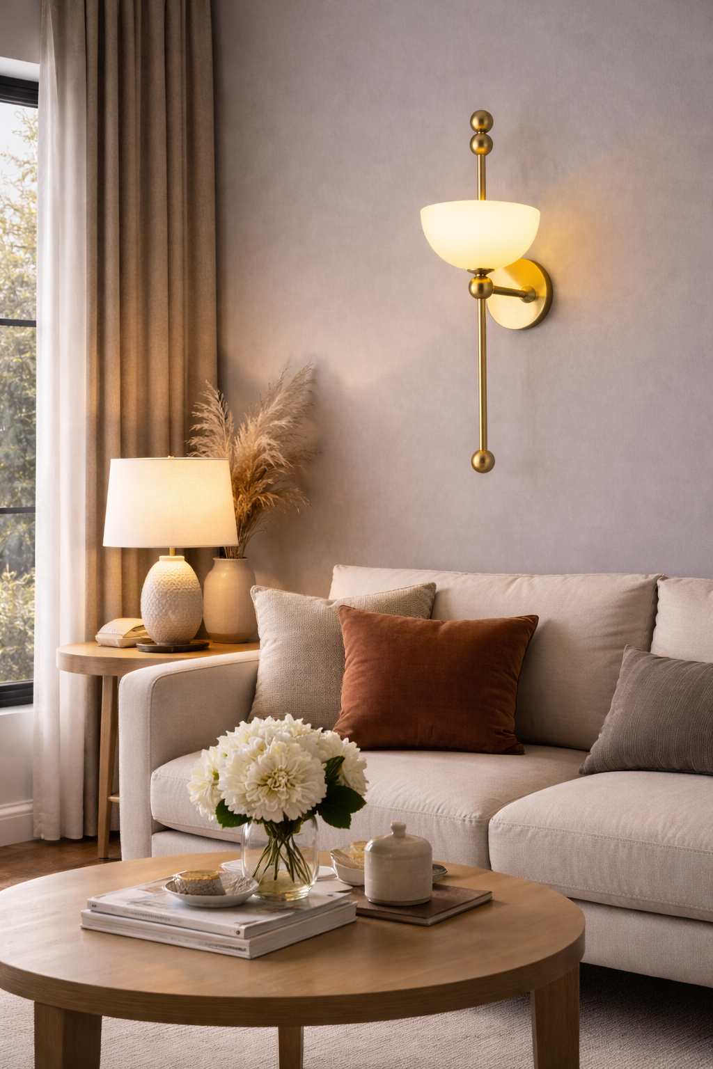 HDC Luxury Gold Finish Designer LED Wall Light with Frosted Glass Shades