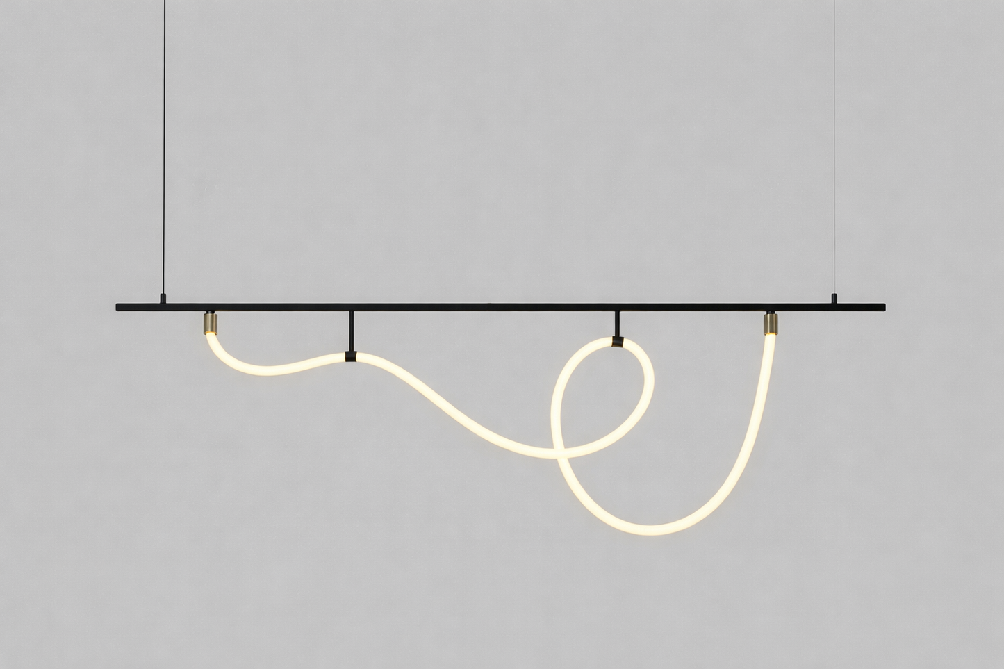 HDC Modern Black Wave Linear LED Chandelier Light for Office Table, Dining