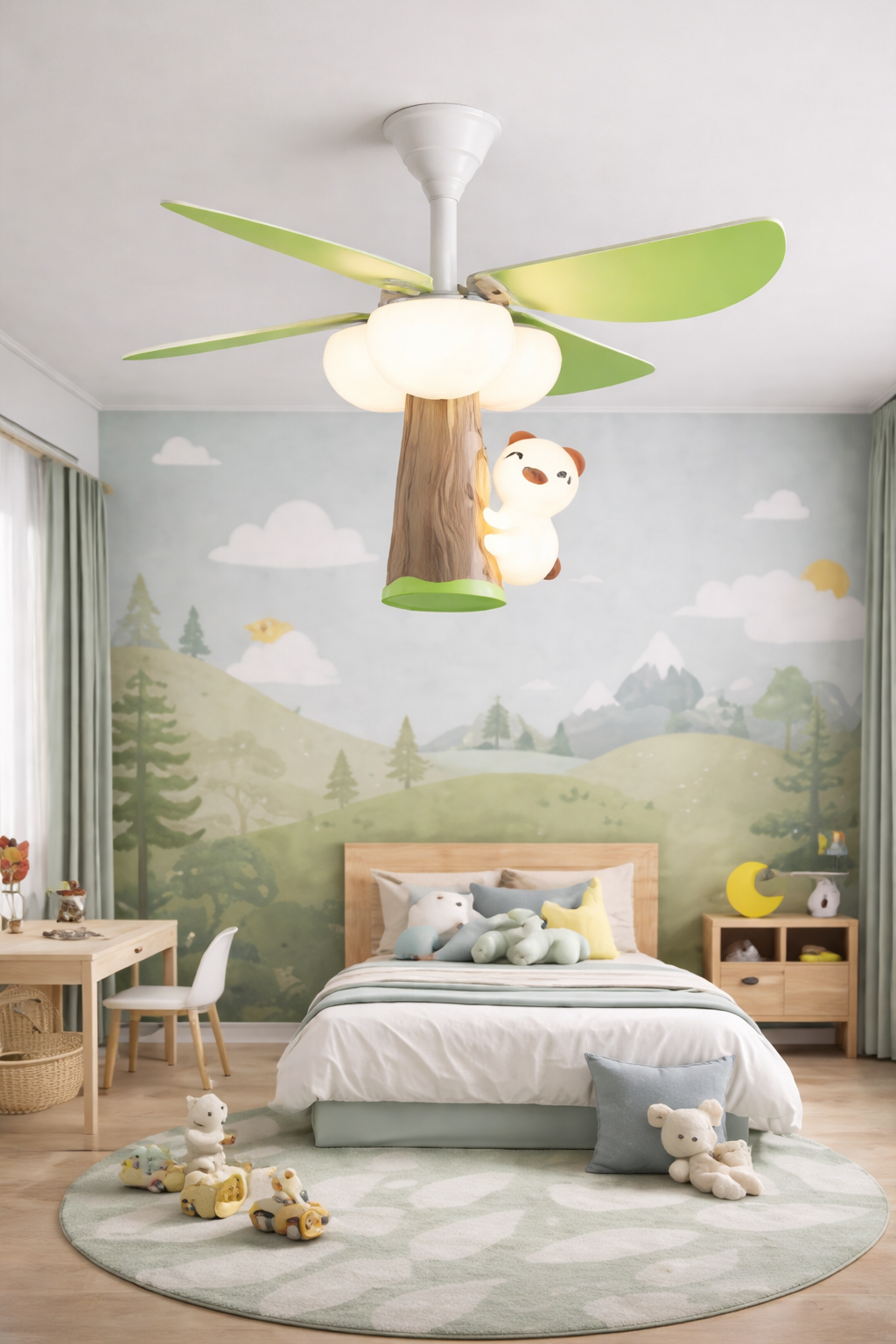 HDC Cute Animal Theme Kids Cartoon Ceiling Fan Light for Kids Bedroom & Nursery