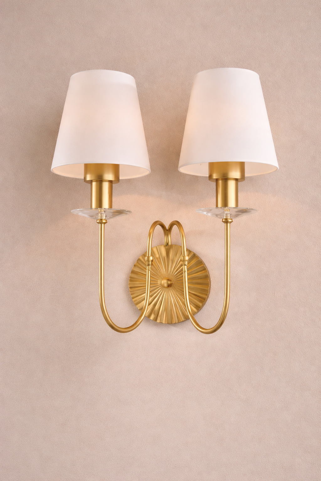 HDC Luxury Gold Fabric Lampshades Wall Light with for Bedroom, Living Room & Hotel Décor