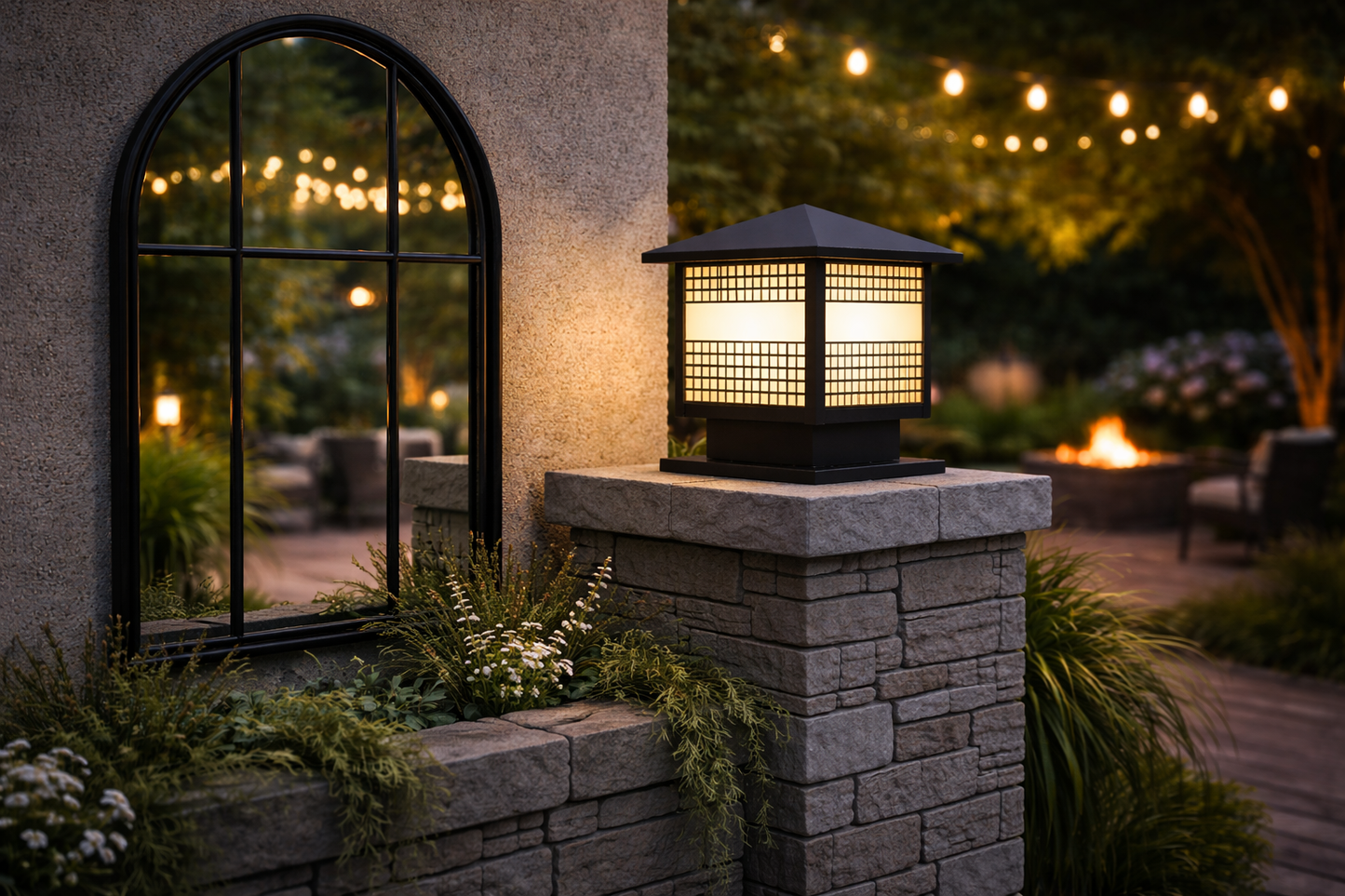 HDC Modern Black Finish, Water-Resistant Outdoor LED Gate Light for Courtyard Door Decorative Lamp