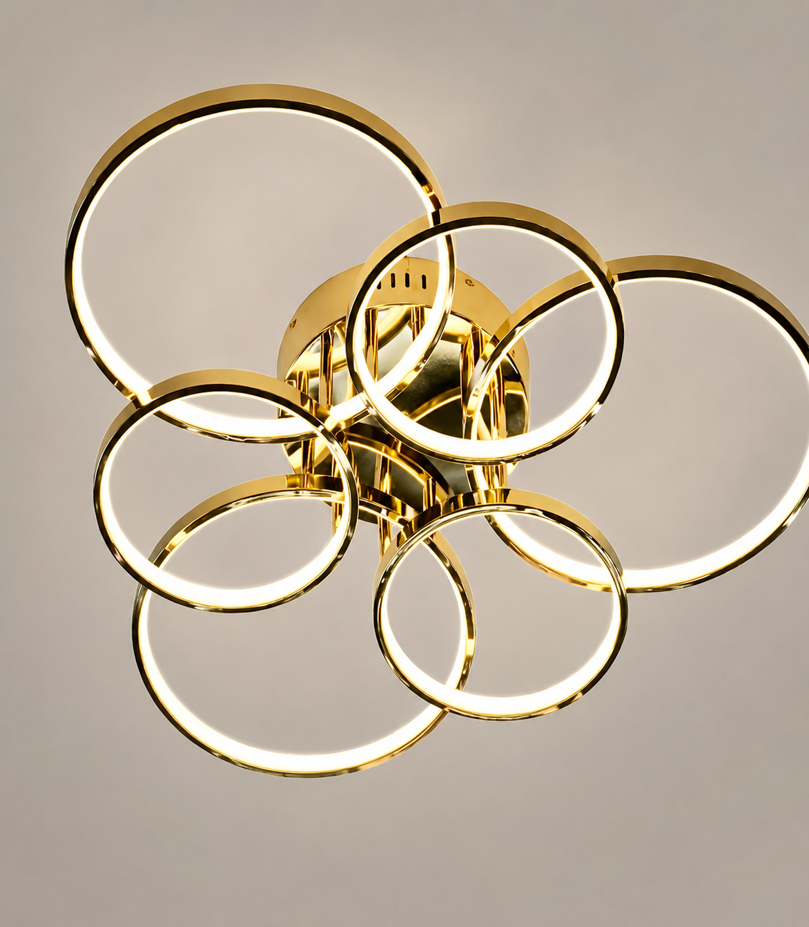 HDC 6 Rings Modern Gold LED Ring Ceiling Chandelier for Bedroom, Living Room
