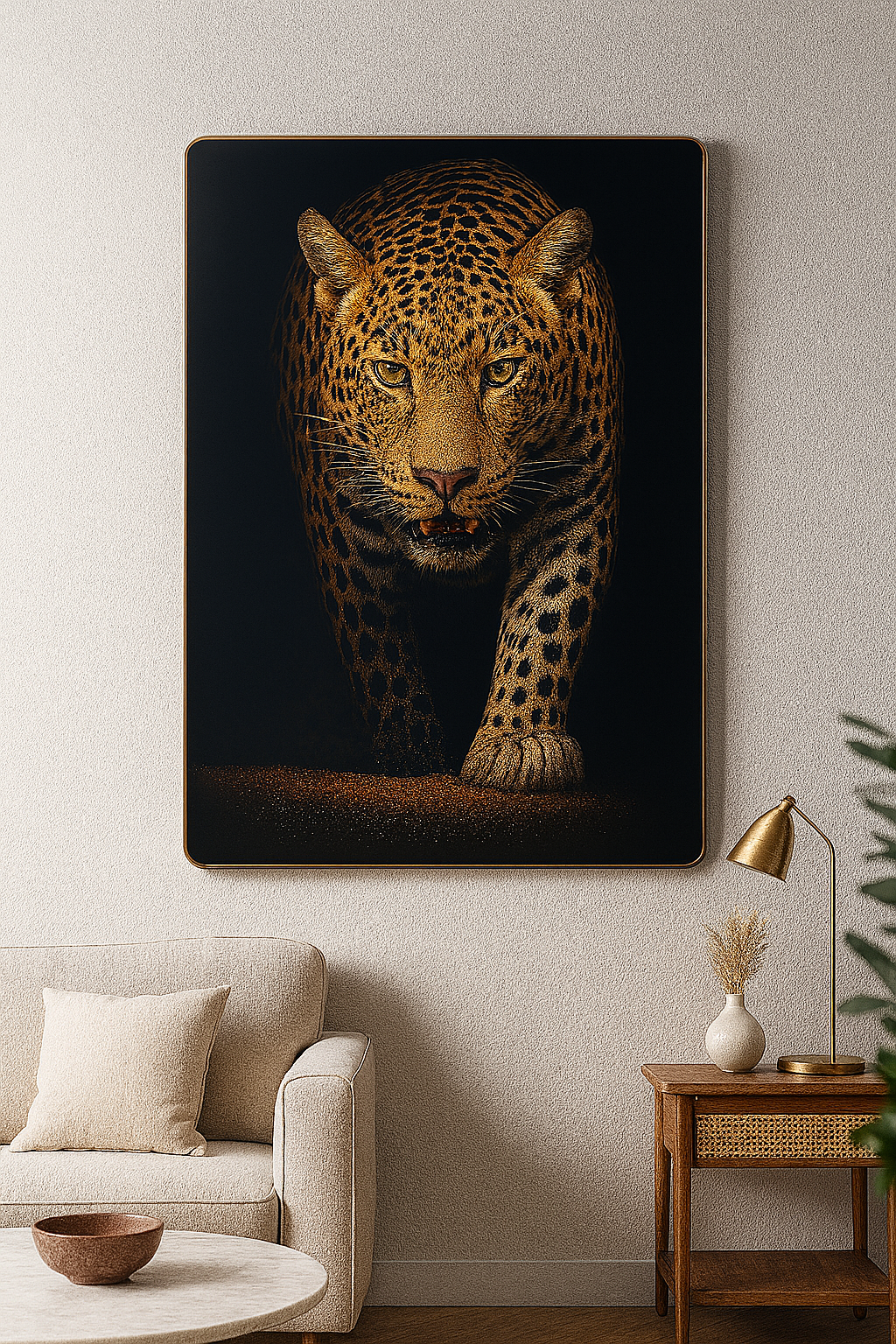 Hdc Modern Majestic Fierce Leopard Canvas Wall Art Crystal Painting