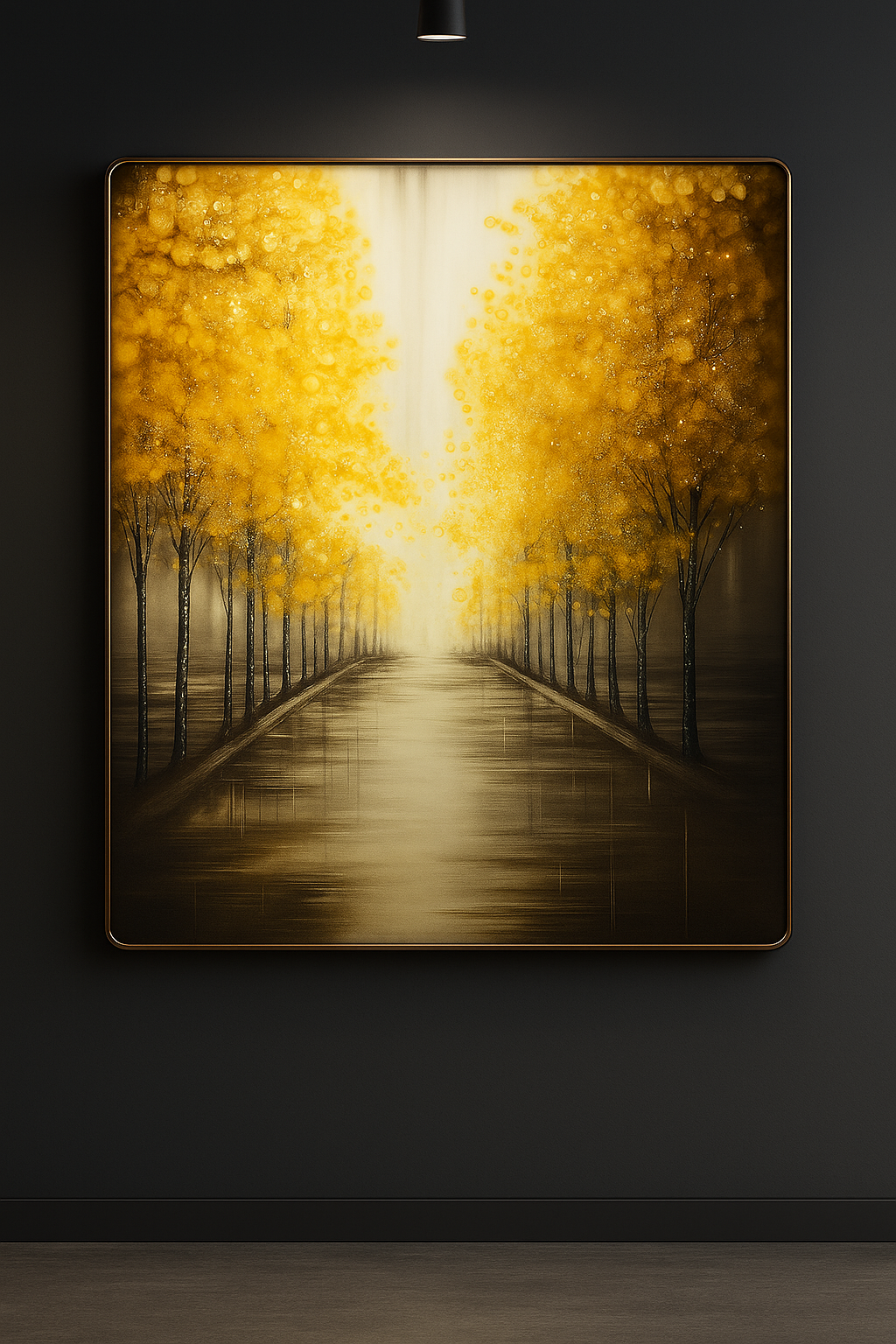 Hdc Modern Golden Autumn Pathway Canvas Painting Crystal Painting Home Decor Crystal Wall Painting
