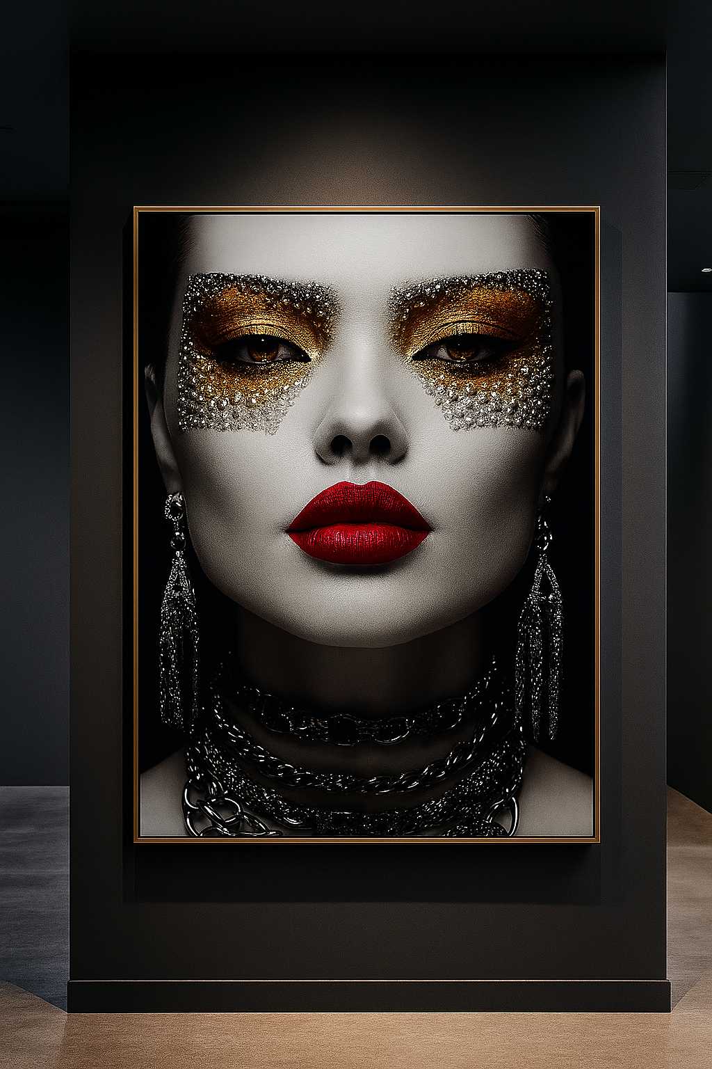 Hdc Modern Luxury Wall Art Bold Glamour Portrait Canvas Painting Home Decor Crystal Wall Painting
