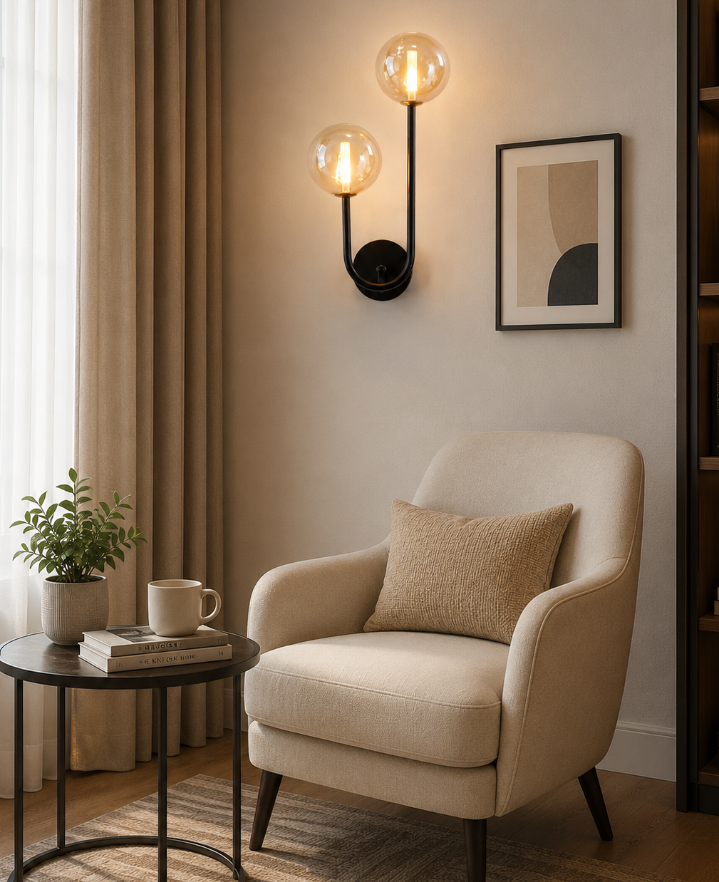 HDC Modern Dual Globe Wall Light for Bedroom, Living Room