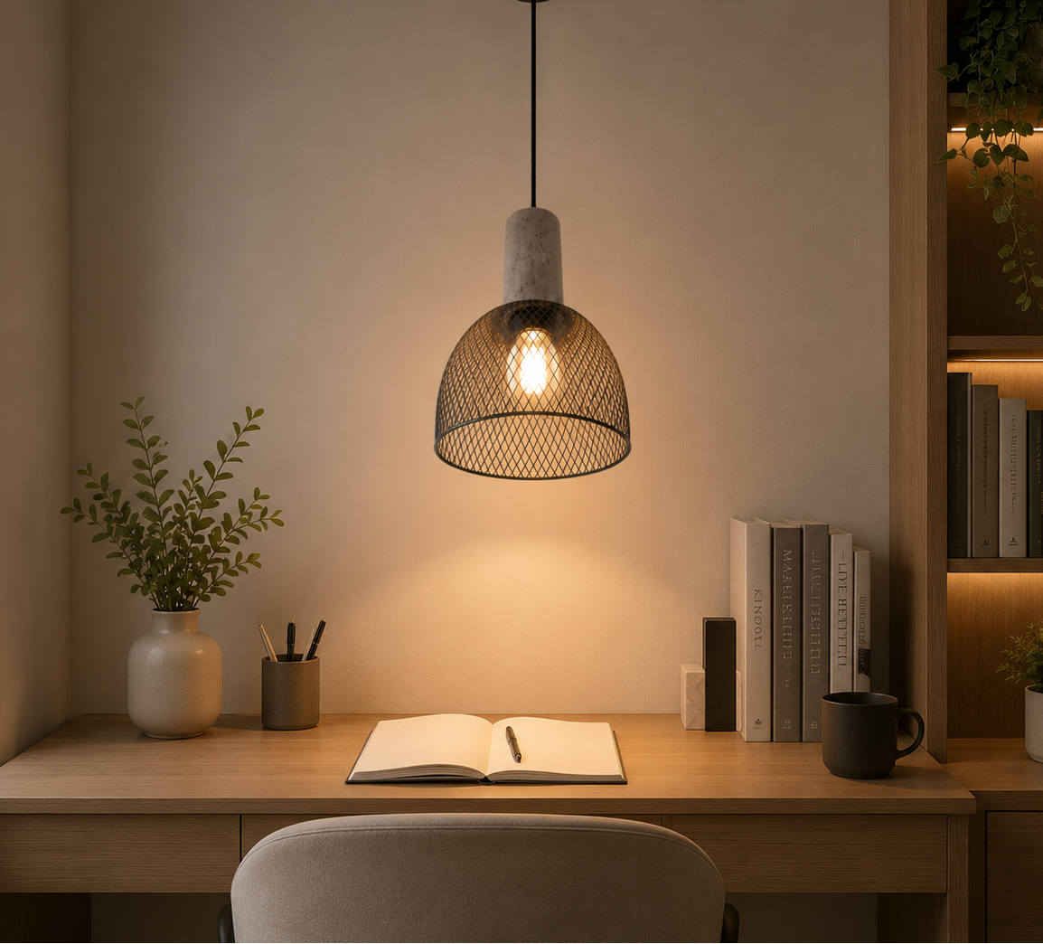 HDC Modern Industrial Terrazzo & Gold Mesh Pendant Light
