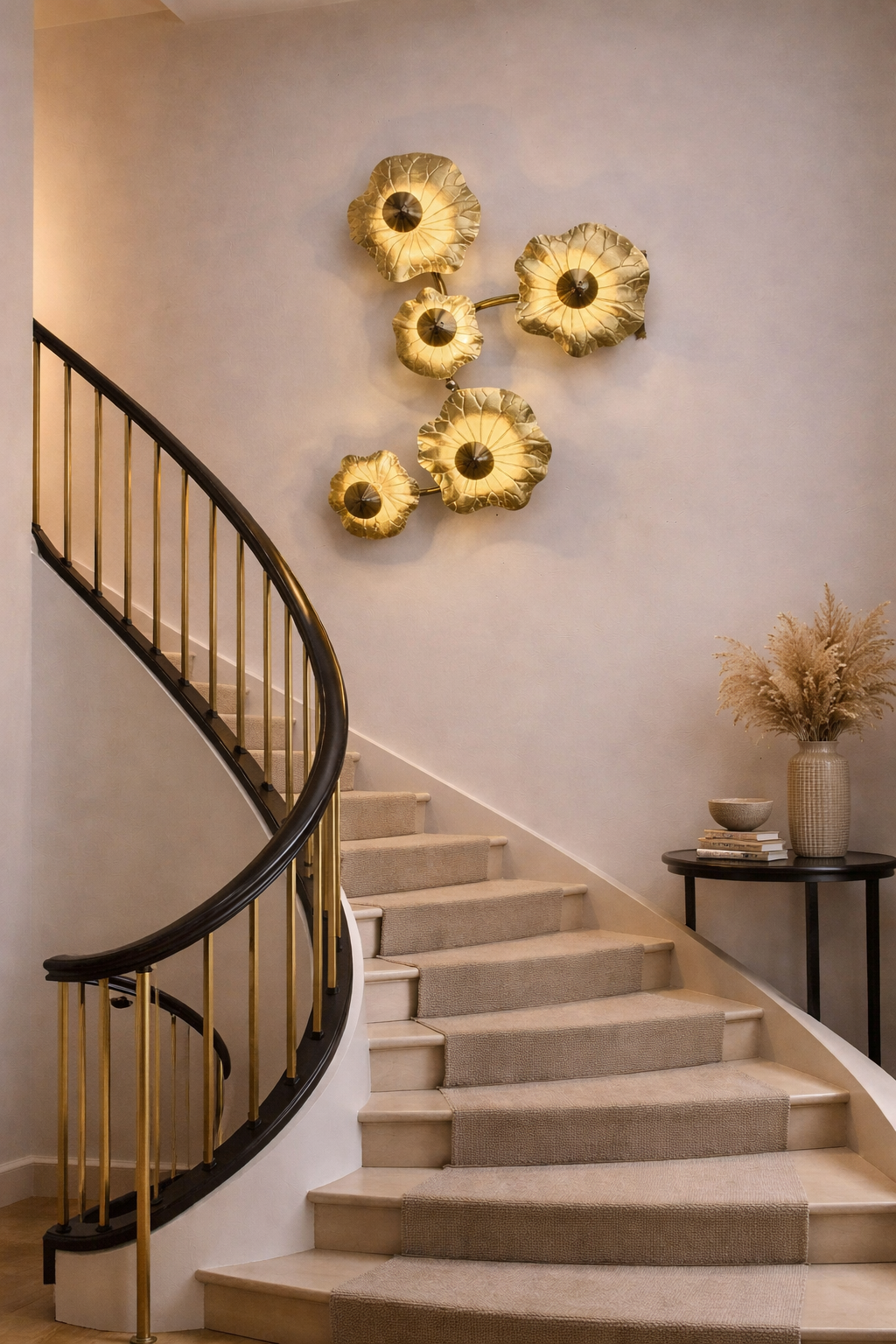 HDC Luxury Golden Floral LED Wall Light for Living Room, Bedroom