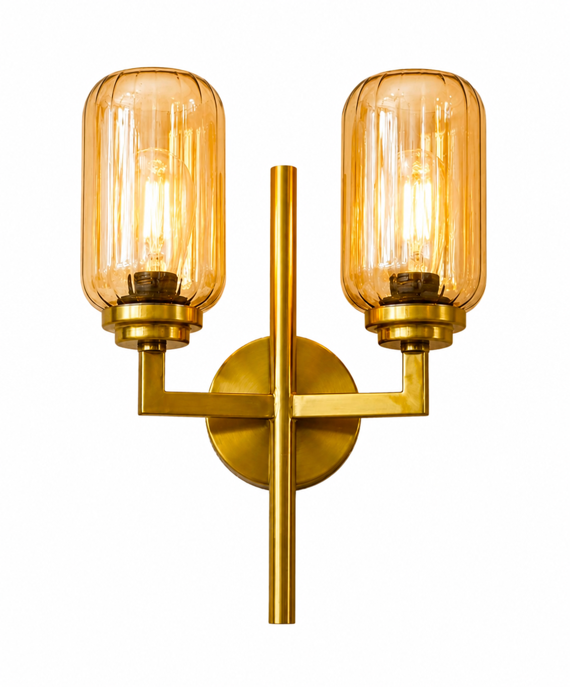 HDC Modern Antique Brass Dual Glass Wall Light for Bedroom, Living Room