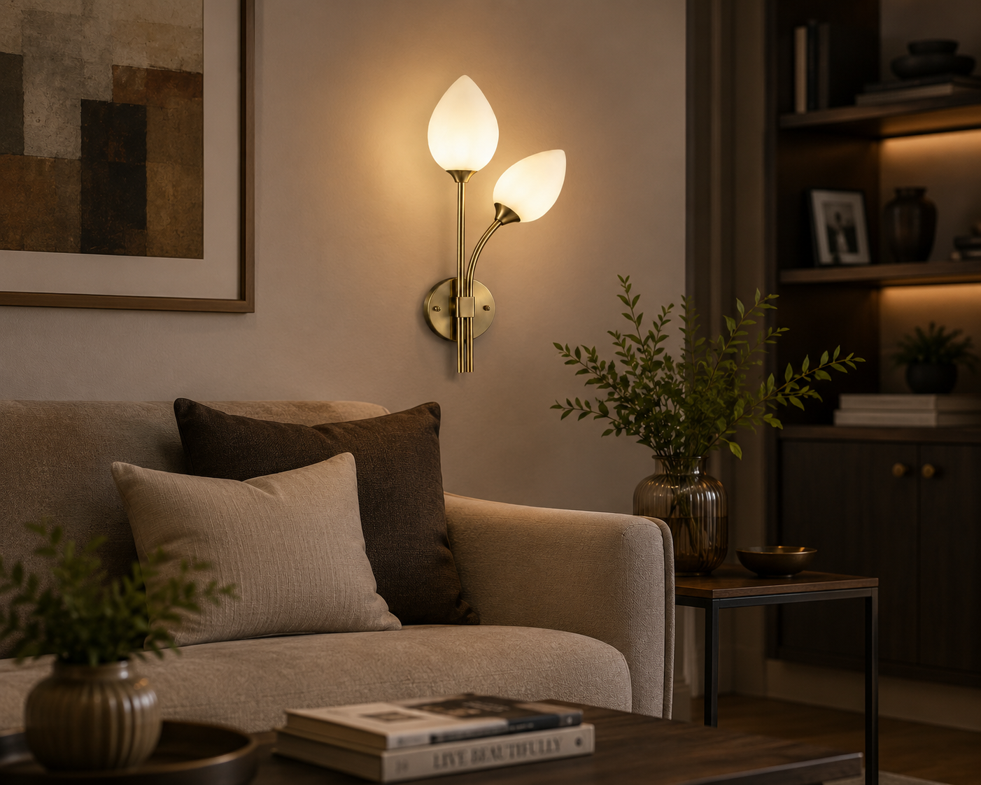 HDC Modern Dual Glass Wall Light for Bedroom, Living Room & Hallway