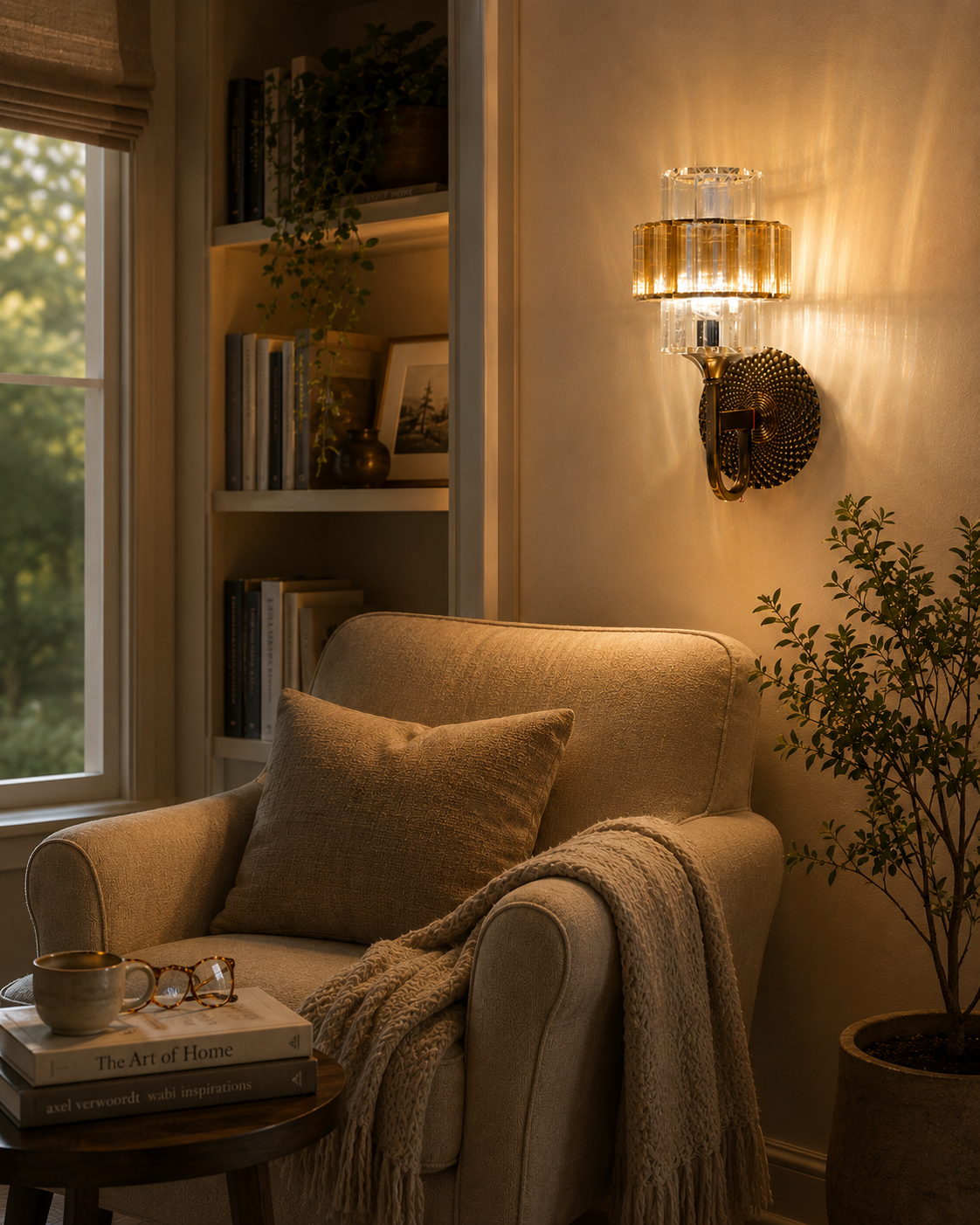 HDC Luxury Crystal Wall Light for Bedroom, Living Room & Hotel Interiors