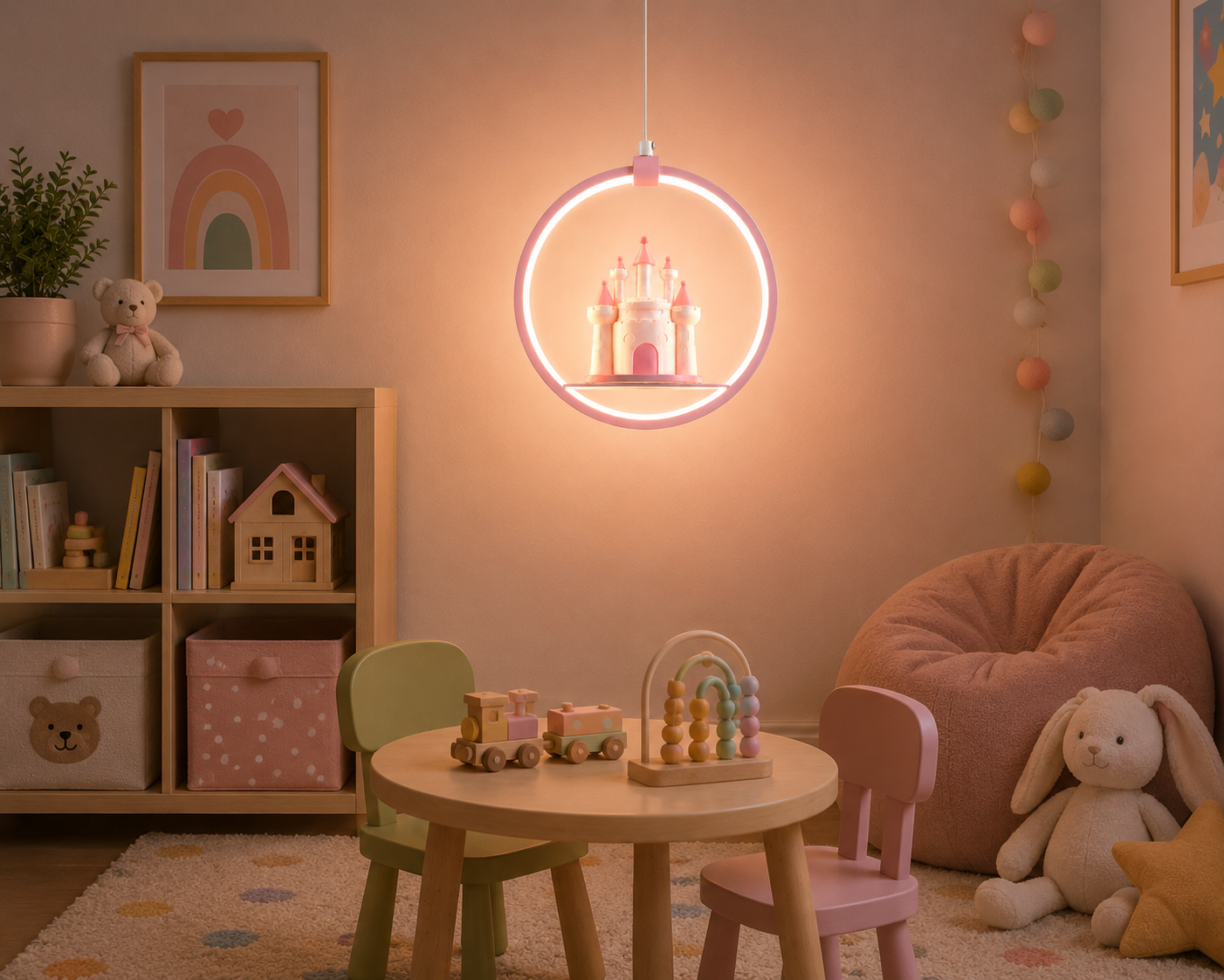 HDC Kids Princess Castle Pendant Light for Bedroom & Study Room