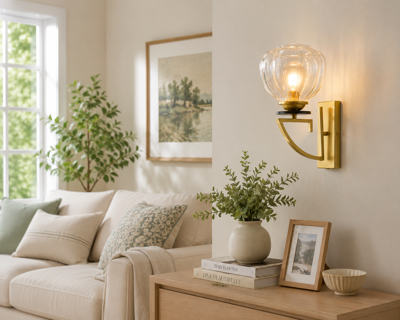 Ojaro Modern Glass Wall Light for Bedroom, Living Room & Bedside Décor