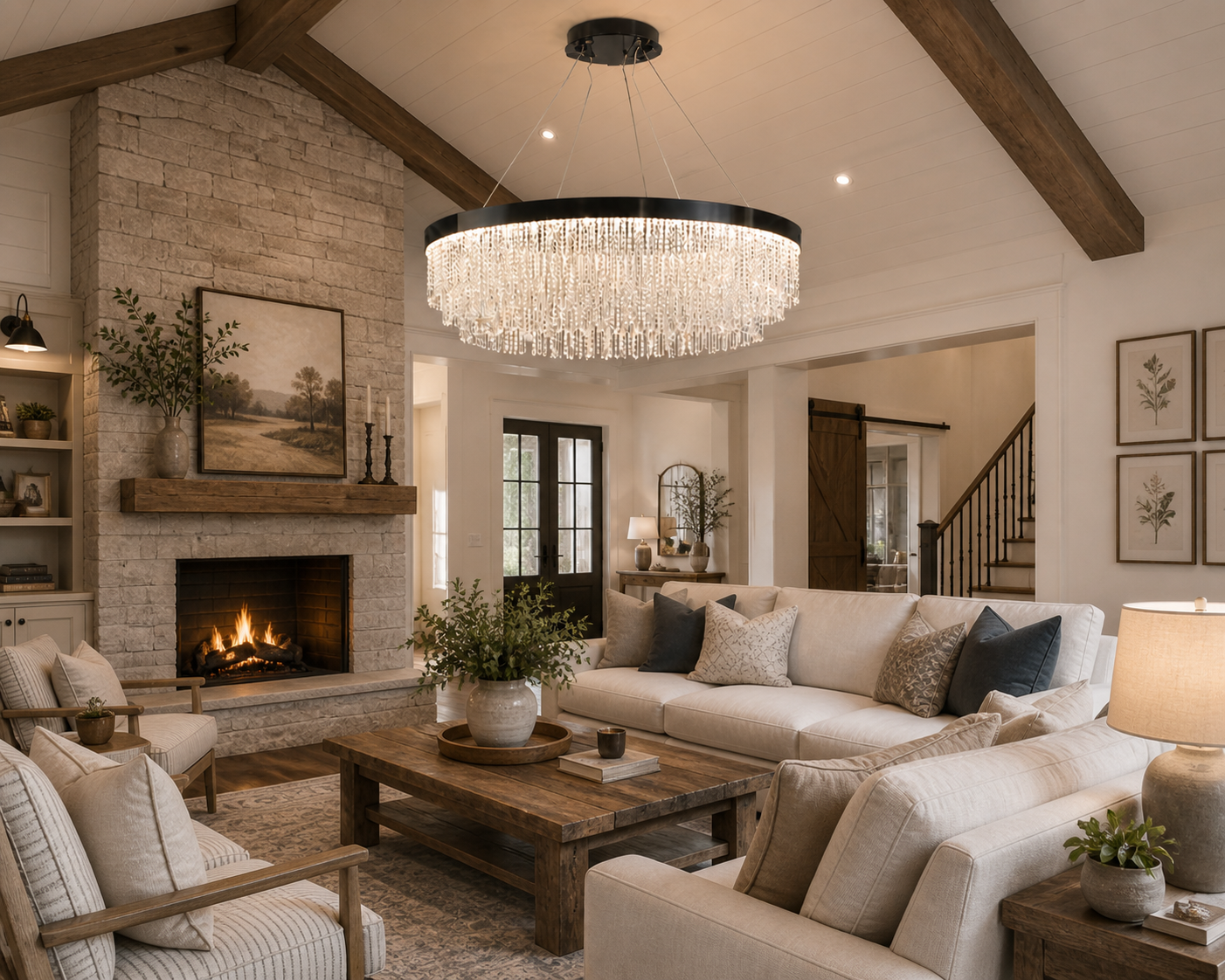 HDC Elegant Crystal Black Ring Chandelier for Bedroom, Living Room