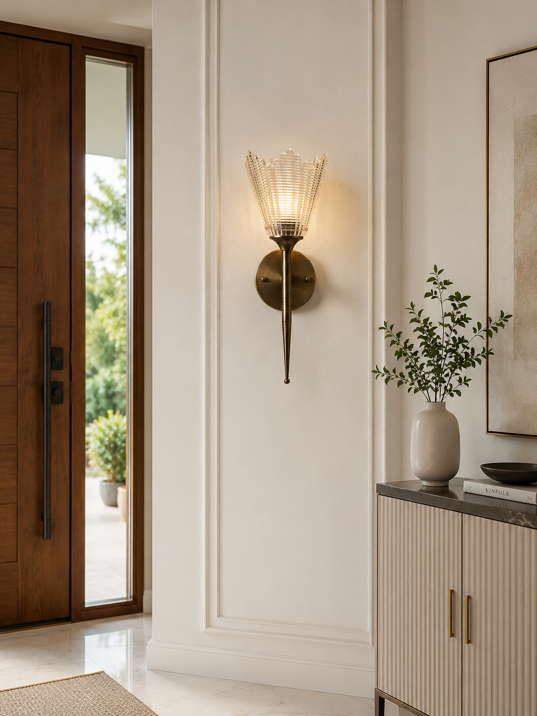 HDC Luxury Iron & Glass Wall Light with Antique Plating Finish for Bedroom, Living Room