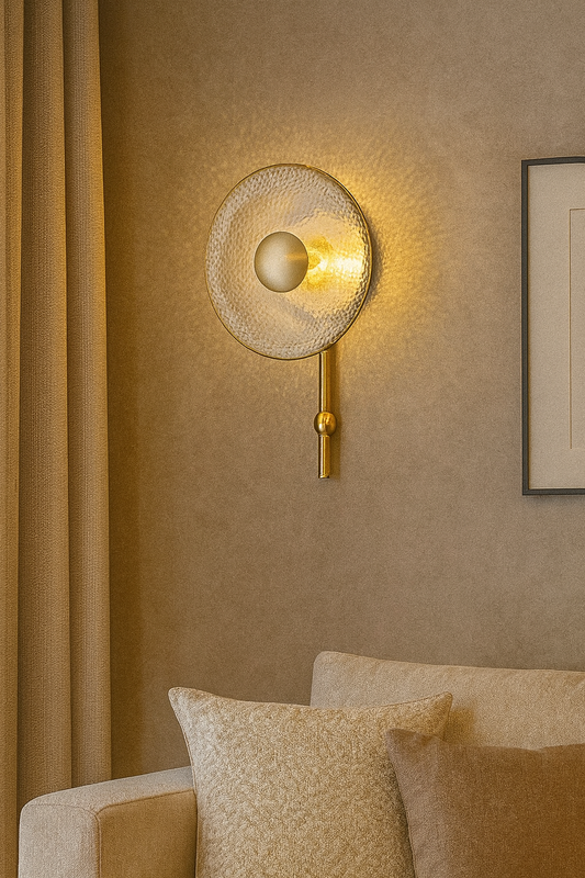 Hdc Led Amber/Smoke Circle Crystal Wall Light