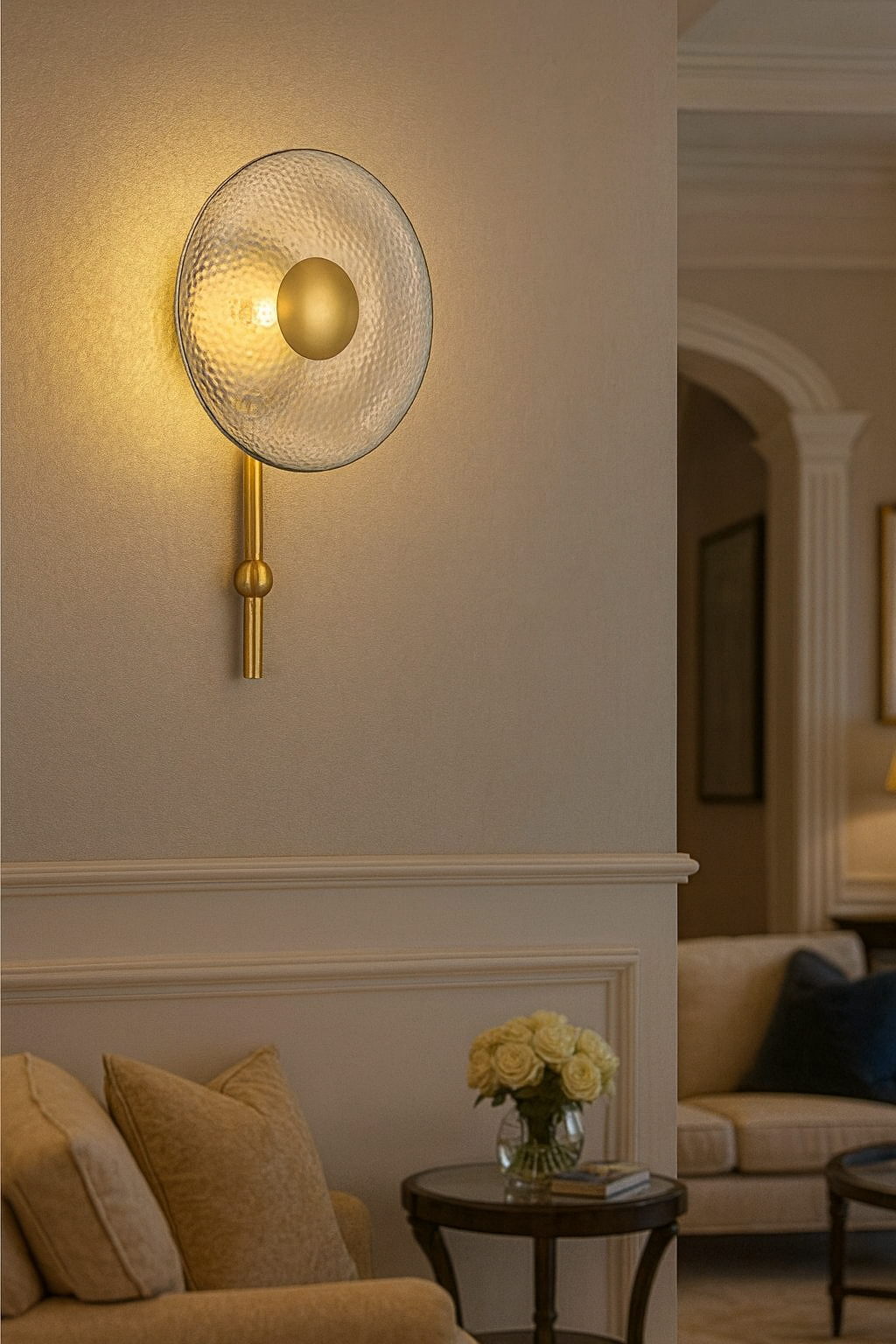 Hdc Led Amber/Smoke Circle Crystal Wall Light