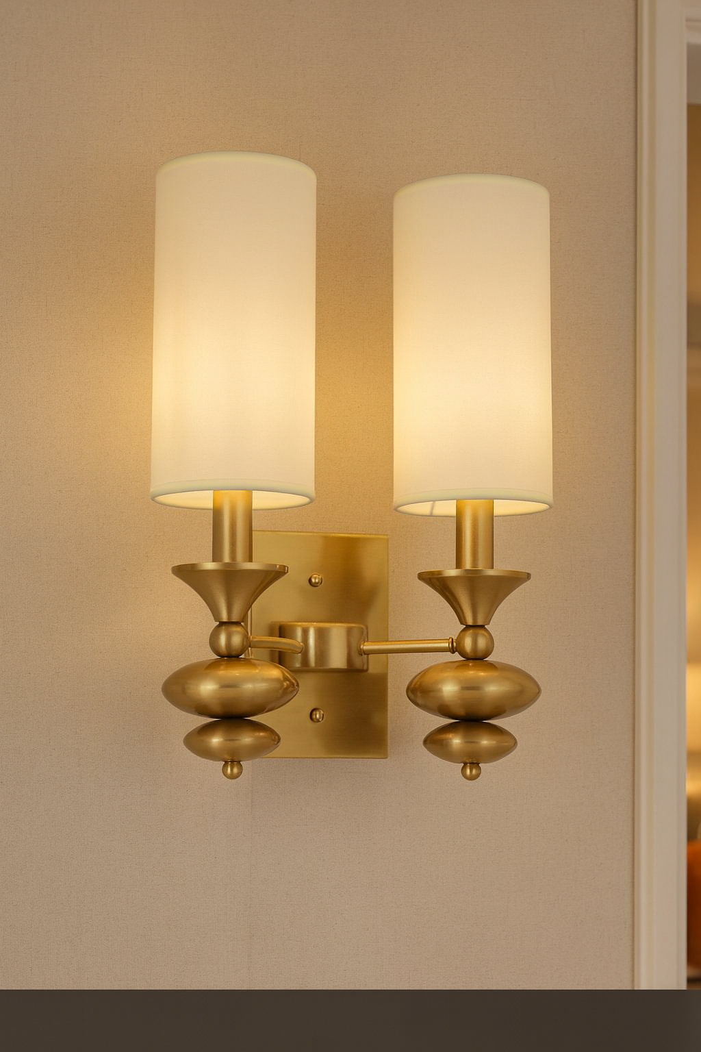 HDC Imperial Ivory Dual Light Wall Sconce with Sculpted Gold Accent