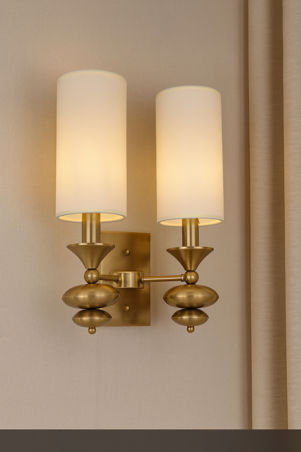 HDC Imperial Ivory Dual Light Wall Sconce with Sculpted Gold Accent
