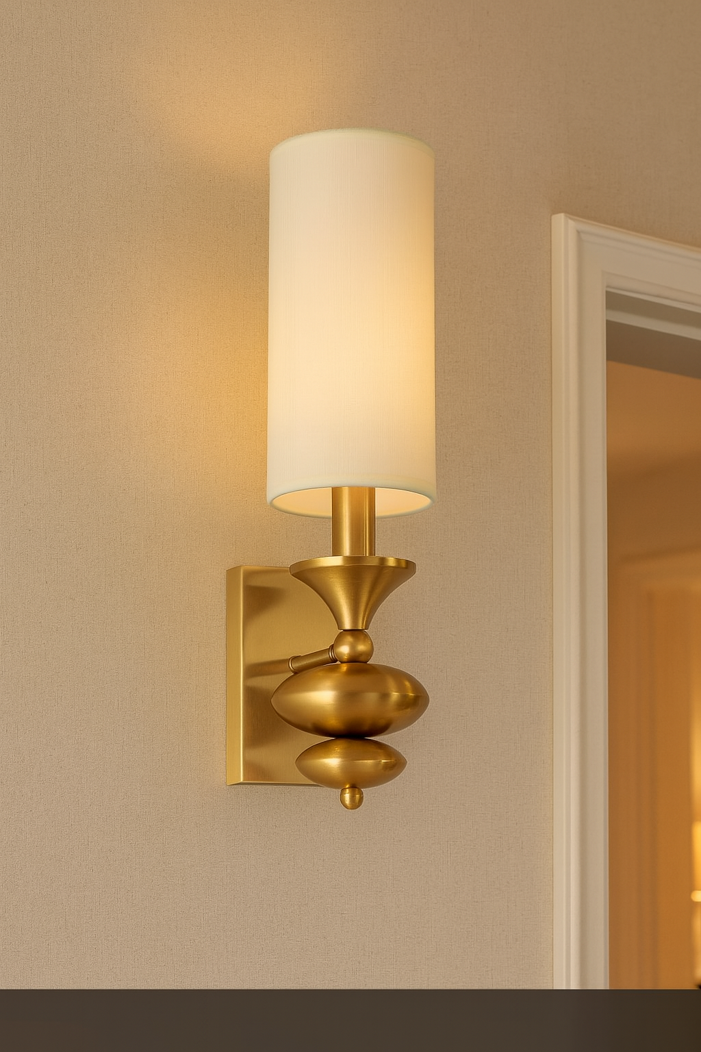 HDC Imperial Ivory Single Light Wall Sconce with Gold Sculpted Detailing