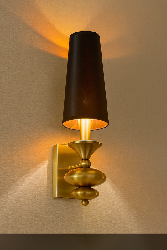 HDC Regal Noir Single Light Wall Sconce with Sculpted Gold Detailing