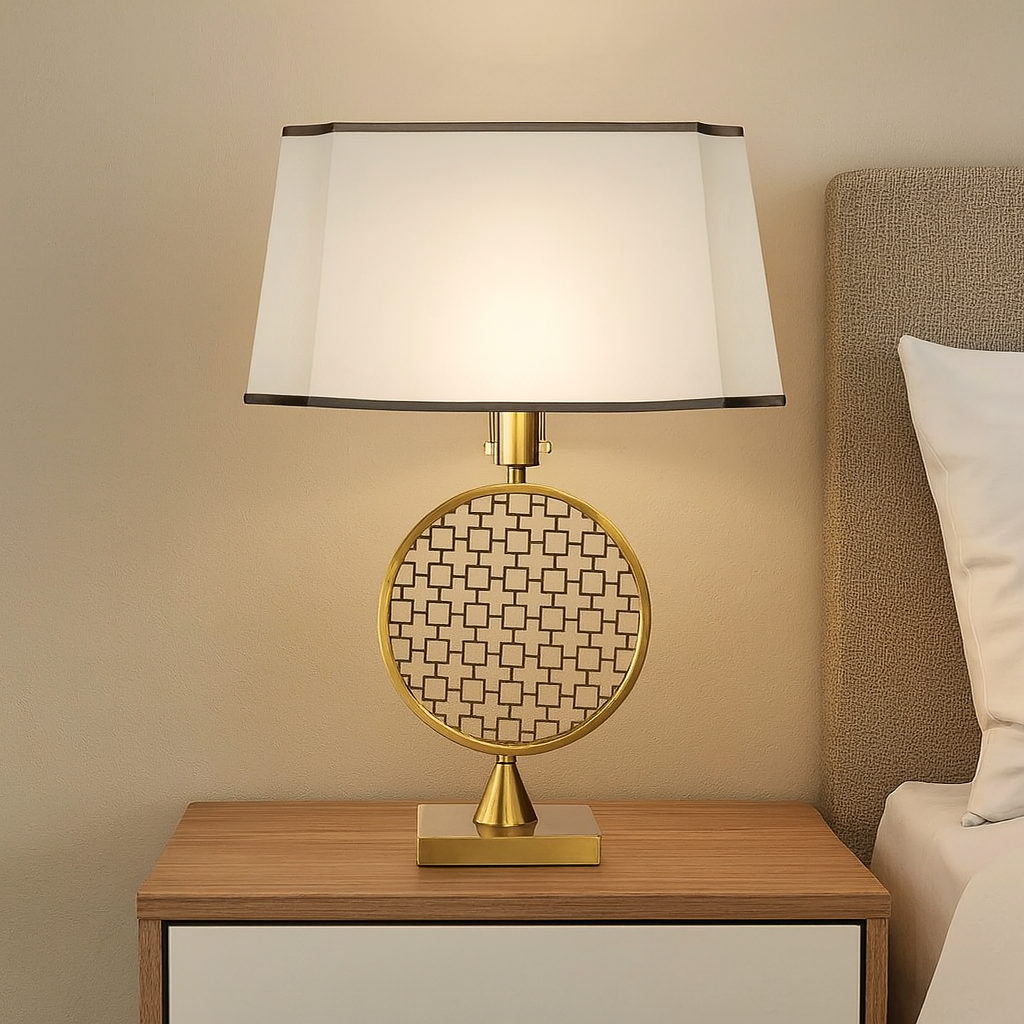 Hdc Modern Luxury Metal Golden Table Lamp With Fabric Lamp Shade