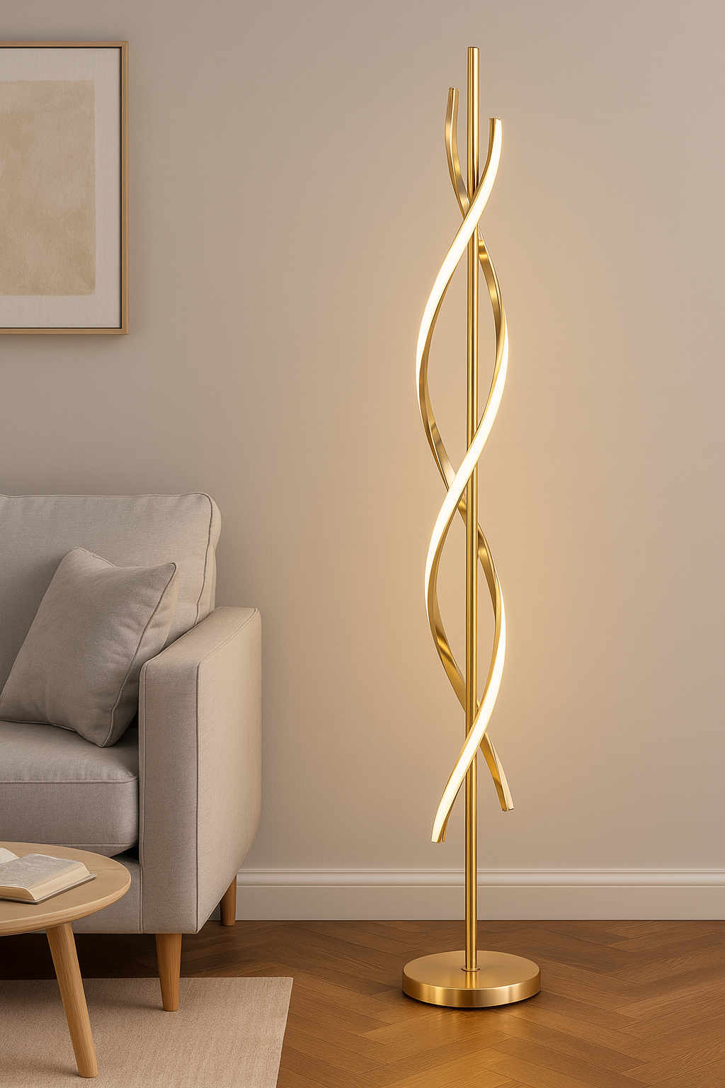 Hdc Line Spiral Gold Living Room Bedroom Bedside Creative Personality Vertical Floor Lamp