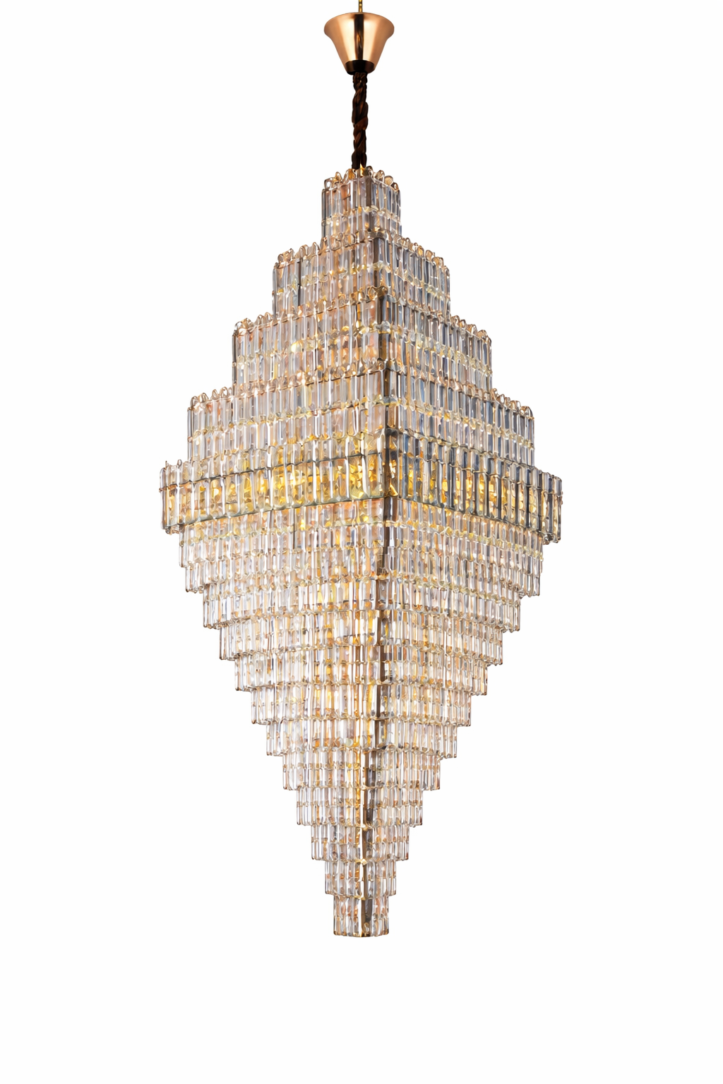 HDC 1800/2100/2600mm Premium Crystal Double Height Chandelier for Staircase & Lobby