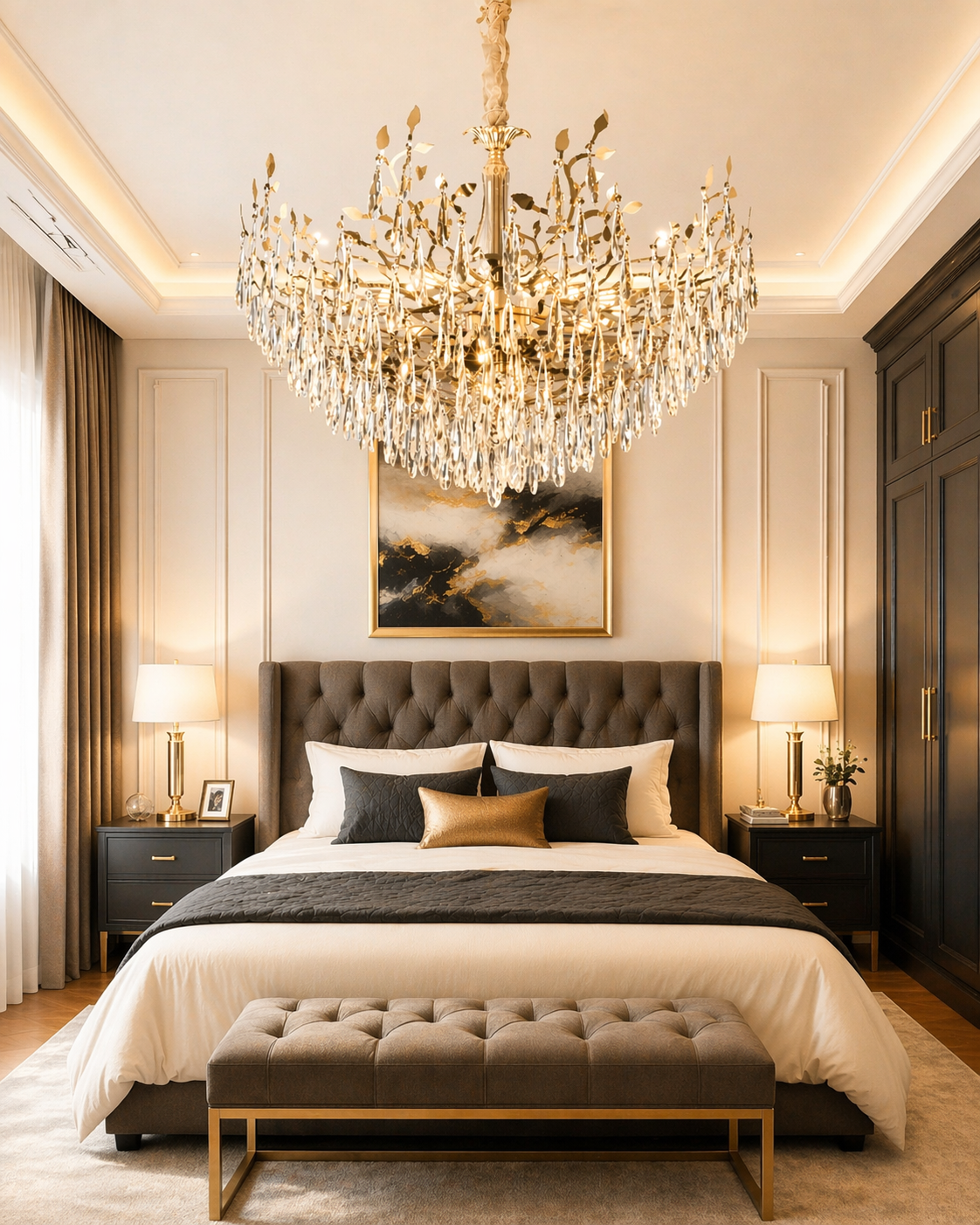 HDC 1200mm Luxury Gold Crystal Drop Chandelier for Double Height Ceiling & Grand Interiors