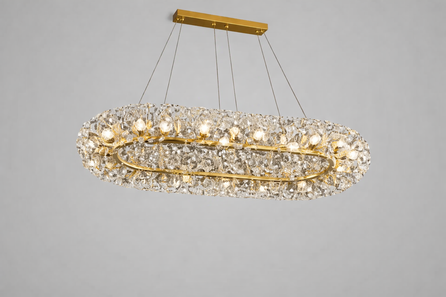 HDC 1000mm Crystal Design Luxury Oval Chandelier Light for Dining