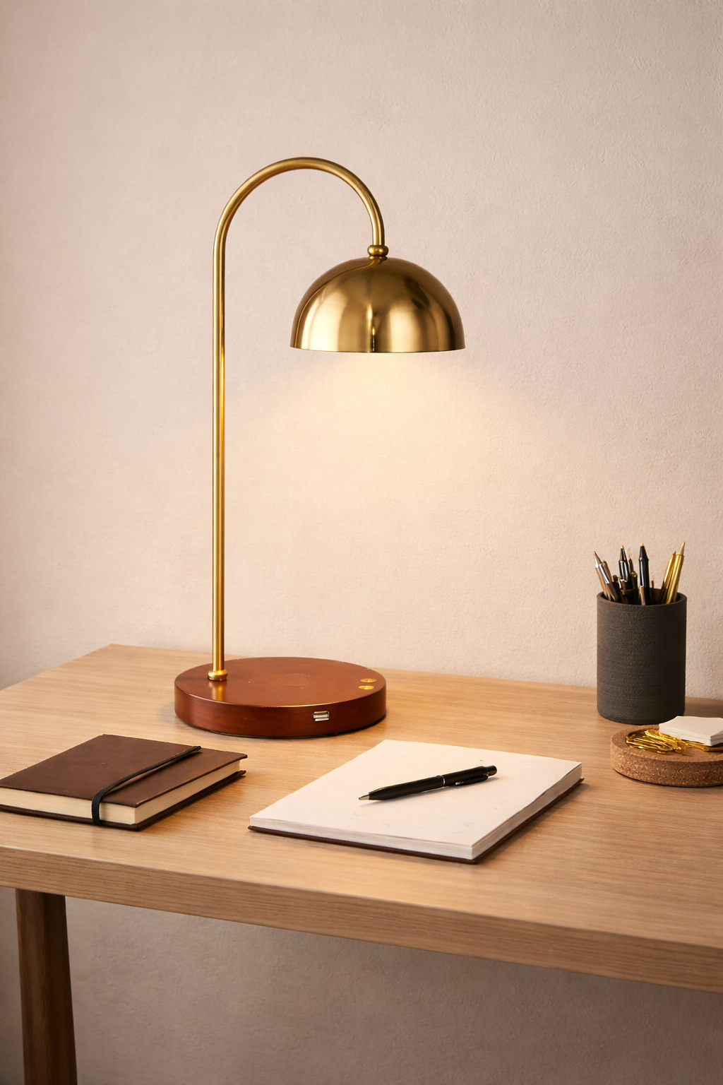 HDC Luxury Gold Arc Dome Table Lamp for Bedroom & Living Room