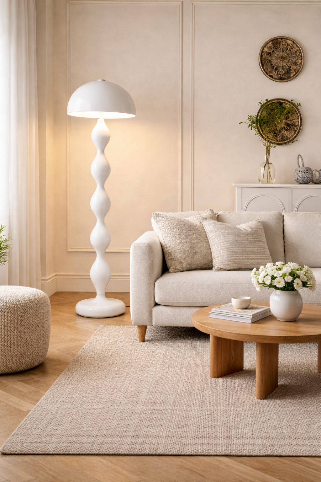 HDC Luxury Modern Designer Floor Lamp with Sculpted Body for Living Room & Bedroom