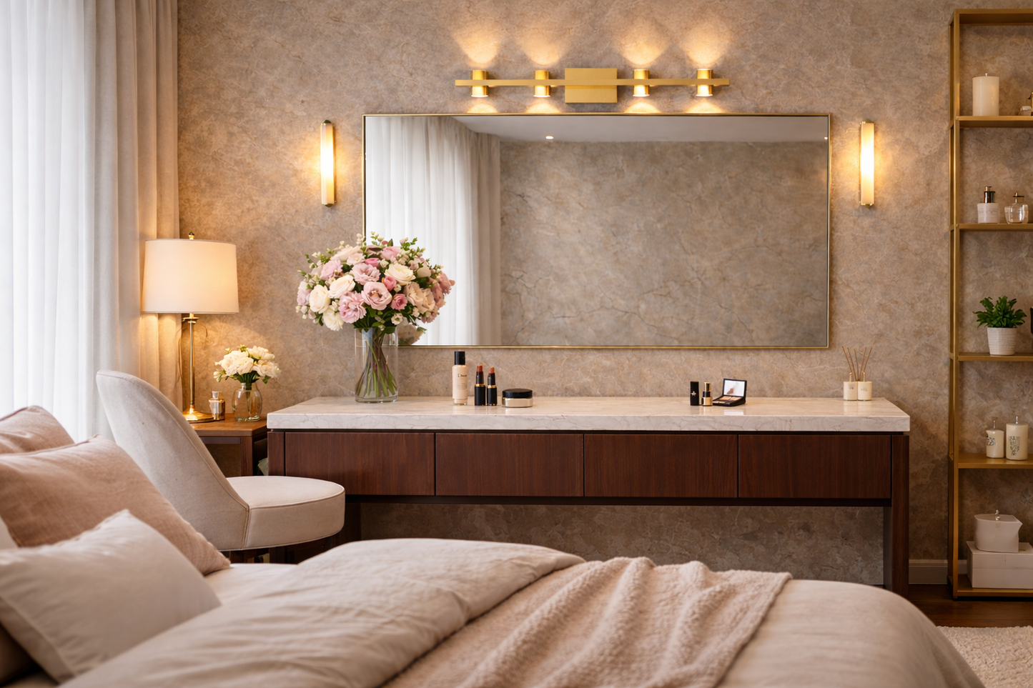 HDC Modern Gold LED Wall Light with Dual Up & Down Light for Bedroom, Living Room, Passage & Hotel Décor