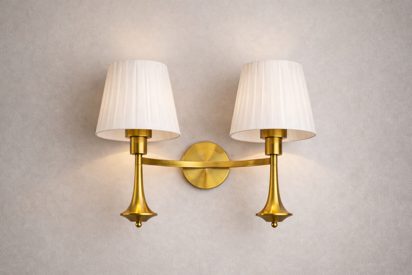 HDC Luxury Gold Finish Wall Light with Fabric Shade for Bedroom, Living Room & Hotel Décor