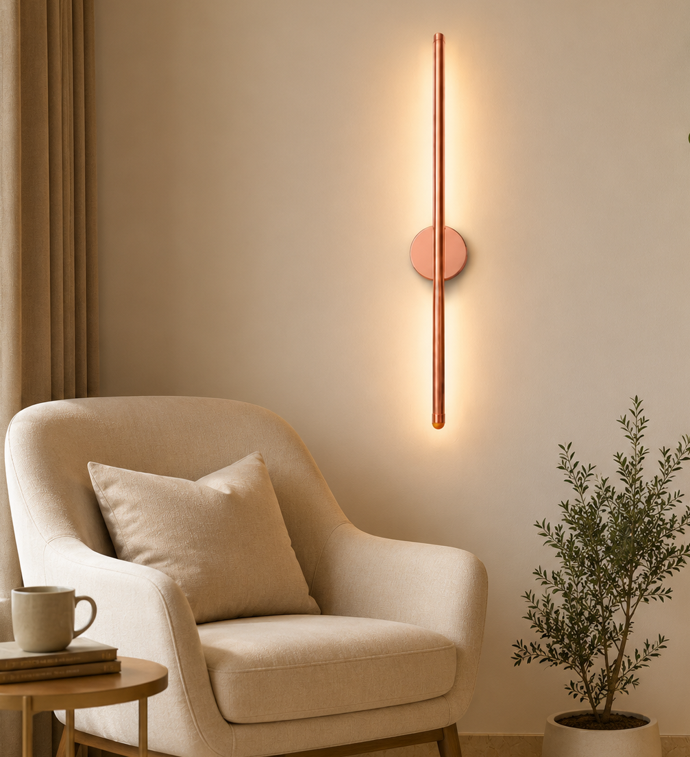 HDC Modern Rose Gold LED Wall Light for Bedroom, Living Room