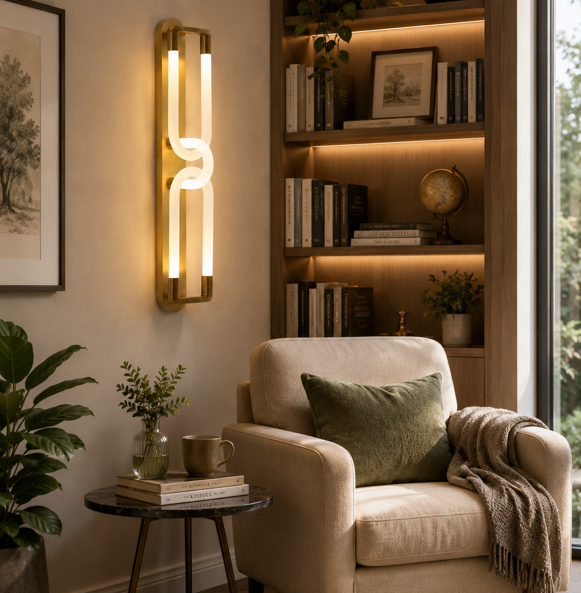 HDC Modern Gold LED Wall Light for Bedroom, Living Room