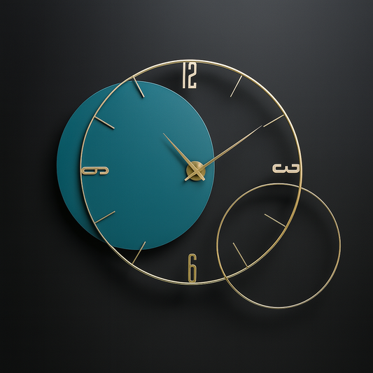 Hdc Latest Design Metal Luxury Wall Clock Green Golden Circle Metal Wall Clock