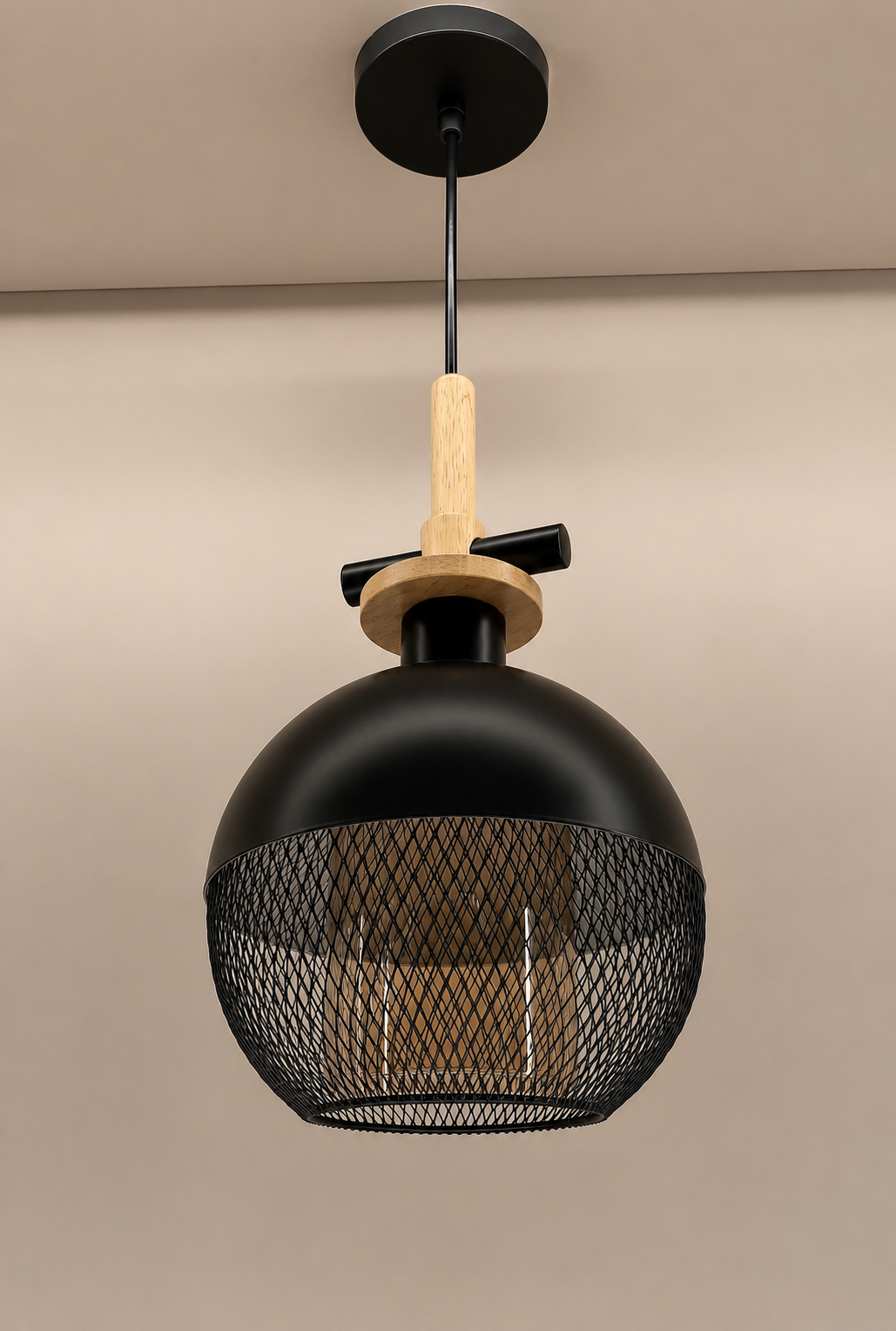 Ojaro Modern Industrial Mesh Pendant Light for Bedroom, Living Room