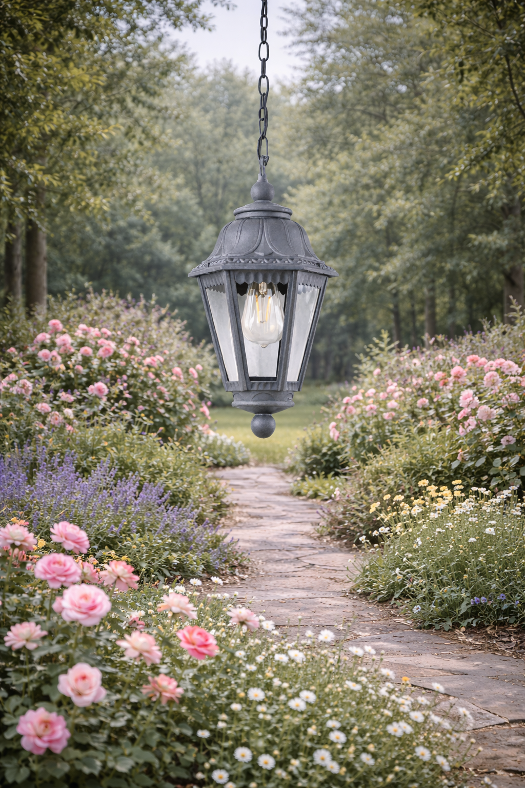 HDC Classic Black Outdoor Hanging Lantern Light
