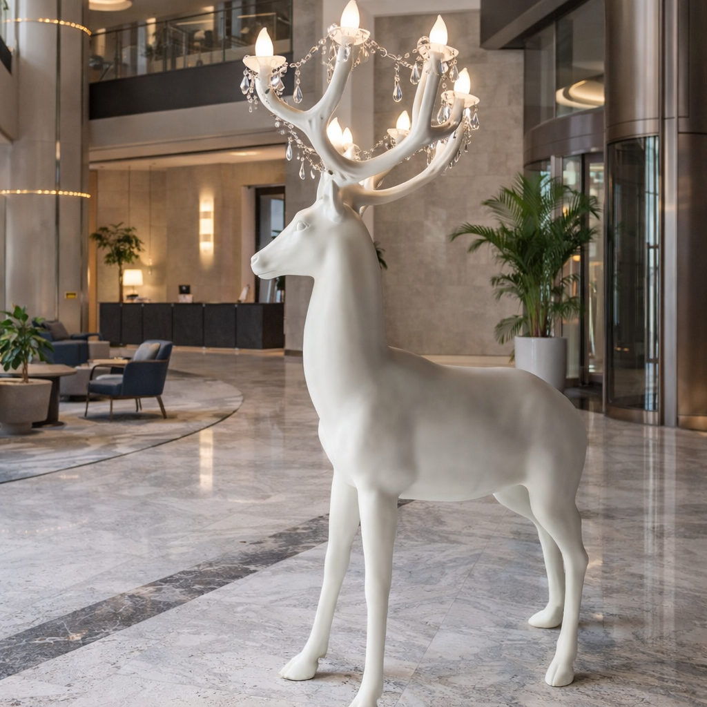 HDC Luxury Deer Sculpture Floor Lamp – Artistic Statement Lighting