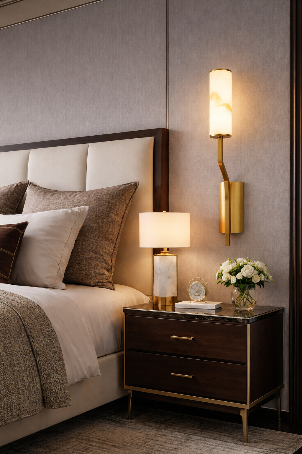 HDC Luxury Dual Cylinder Marble LED Wall Light for Living Room