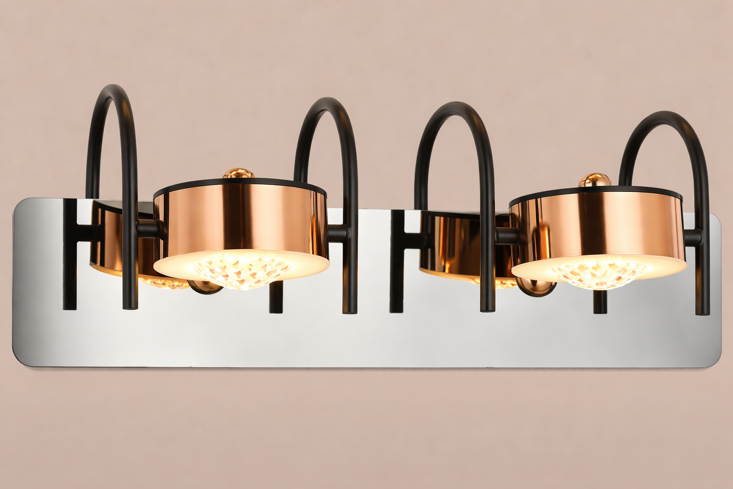 HDC Luxury Rose Gold & Black Acrylic LED Mirror Wall Light for Washroom
