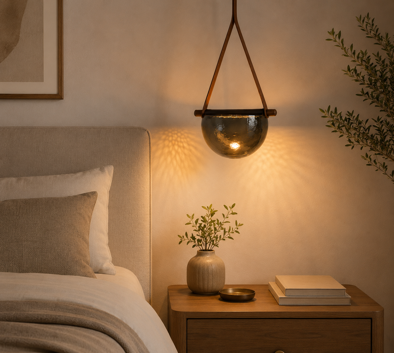 HDC Modern Hanging Bowl Pendant Light for Bedroom, Living Room & Café Décor