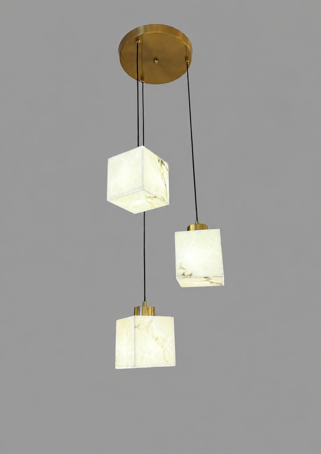 HDC Modern Marble Cube Triple Pendant Hanging Light for Living Room, Dining Area & Staircase