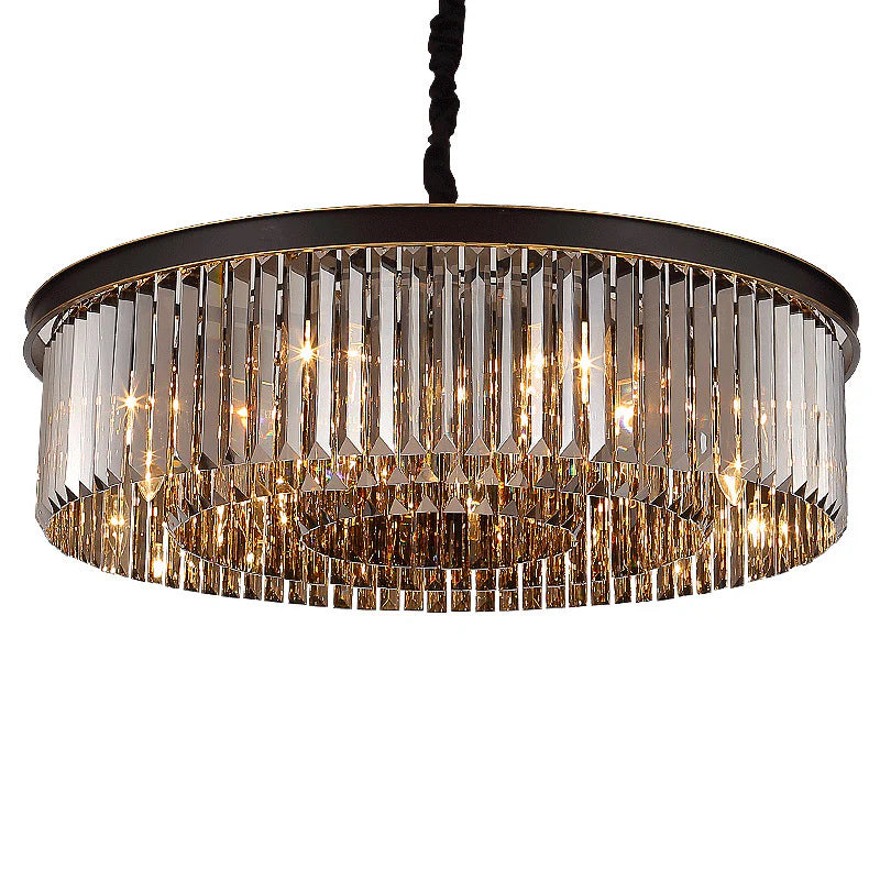 Hdc 600 Mm Crystal Black Led Chandelier Light For Living Room Round Dining Room